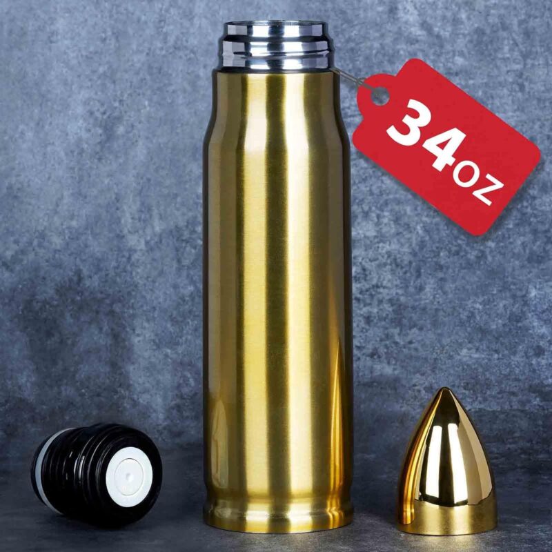 Funslive® 34oz Stainless Steel Bullet Tumbler Gold