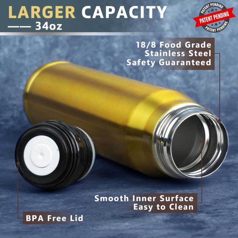 Funslive® 34oz Stainless Steel Bullet Tumbler Gold - Image 5