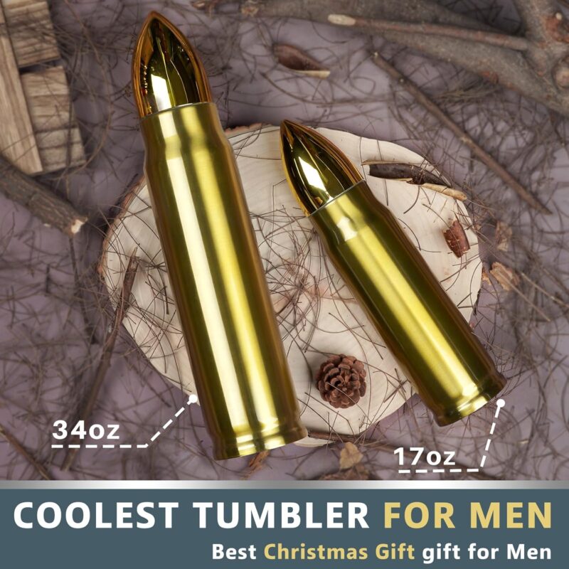 Funslive® 34oz Stainless Steel Bullet Tumbler Gold - Image 3
