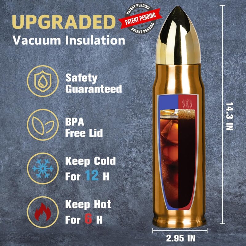 Funslive® 34oz Stainless Steel Bullet Tumbler Copper - Image 2