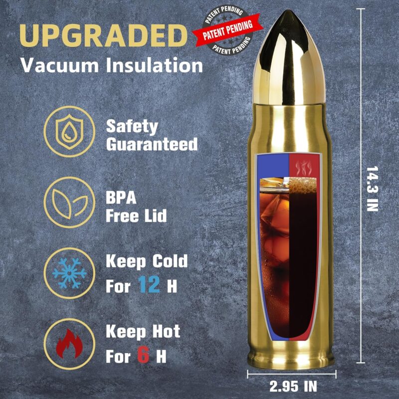 Funslive® 34oz Stainless Steel Bullet Tumbler Gold - Image 2