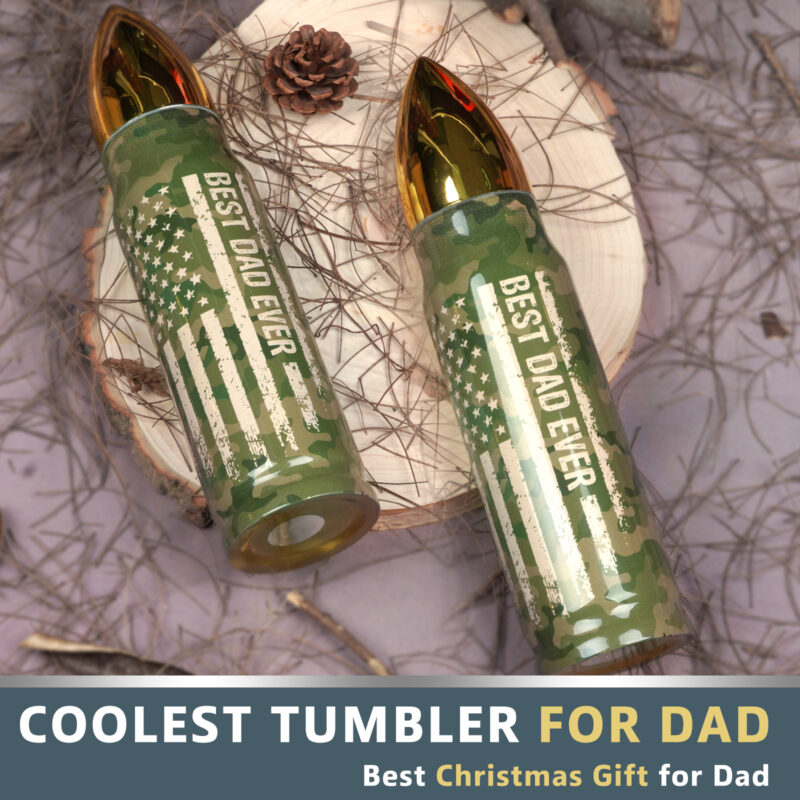 Funslive® Camouflage Best Dad Ever USA Flag Bullet Tumbler - Image 3