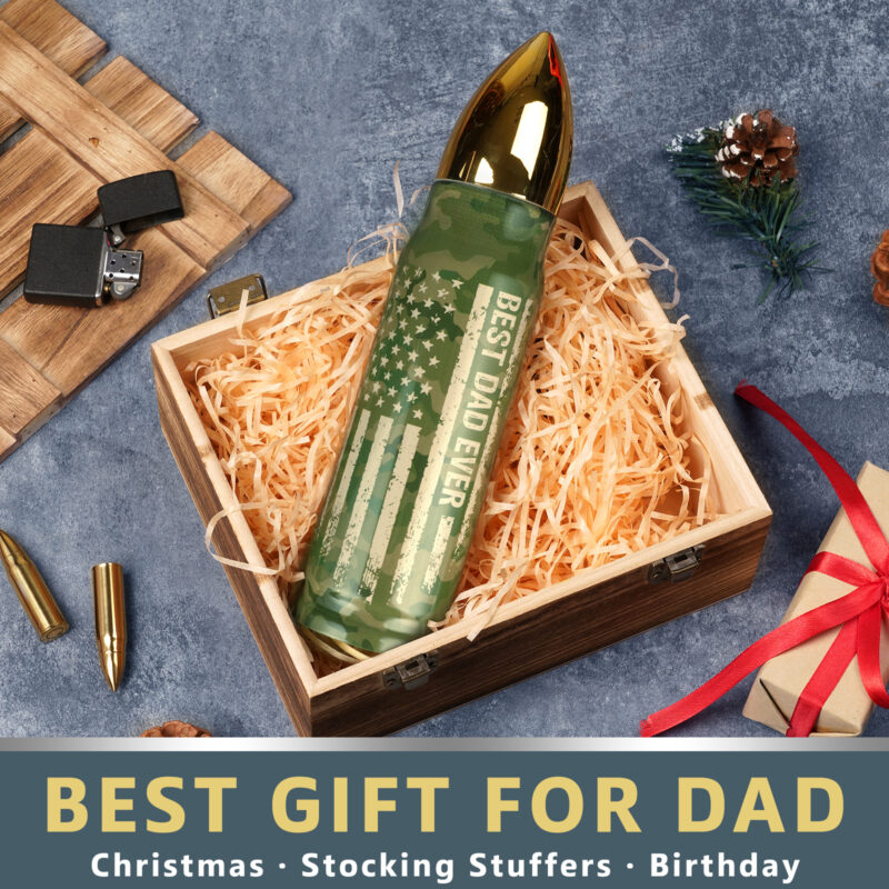 Funslive® Camouflage Best Dad Ever USA Flag Bullet Tumbler - Image 5
