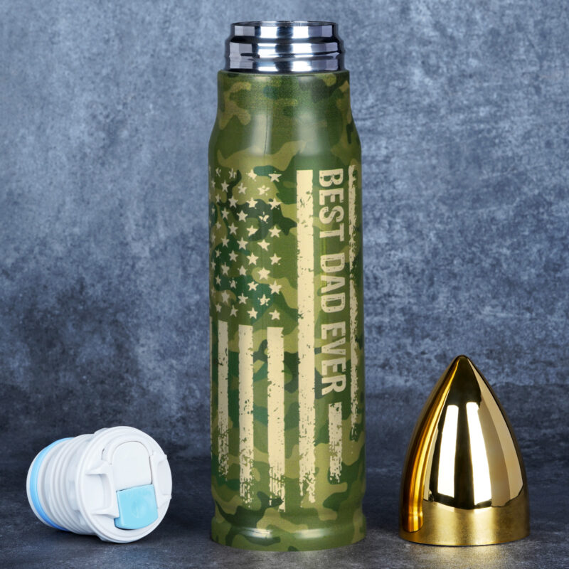 Funslive® Camouflage Best Dad Ever USA Flag Bullet Tumbler