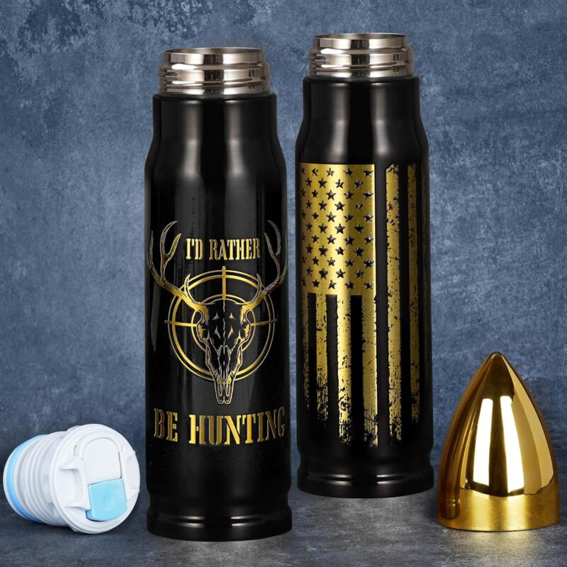 Funslive® USA Flag I'D Rather Be Hunting Bullet Tumbler