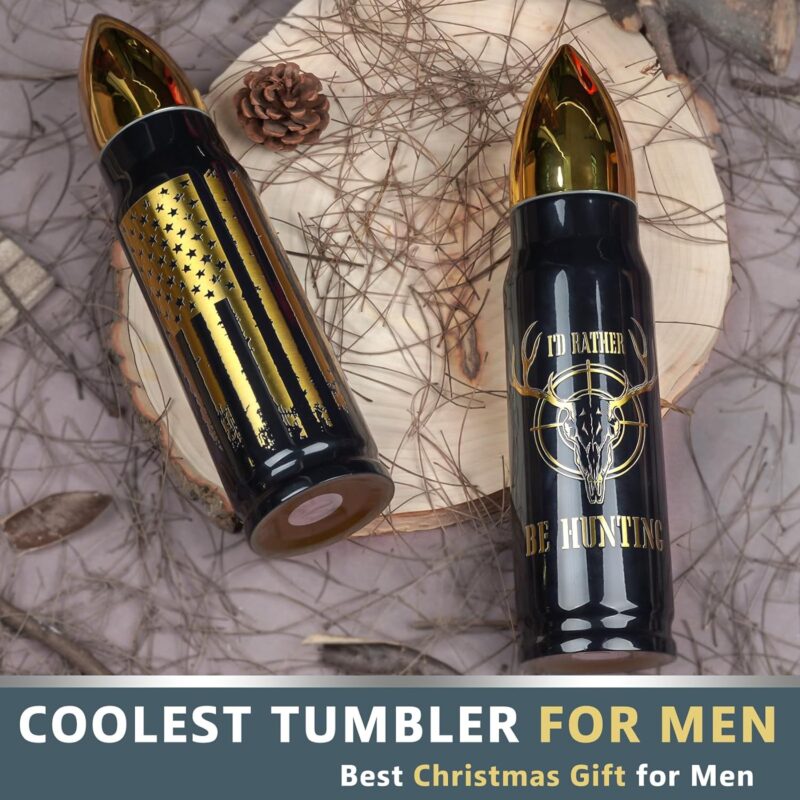 Funslive® USA Flag I'D Rather Be Hunting Bullet Tumbler - Image 5
