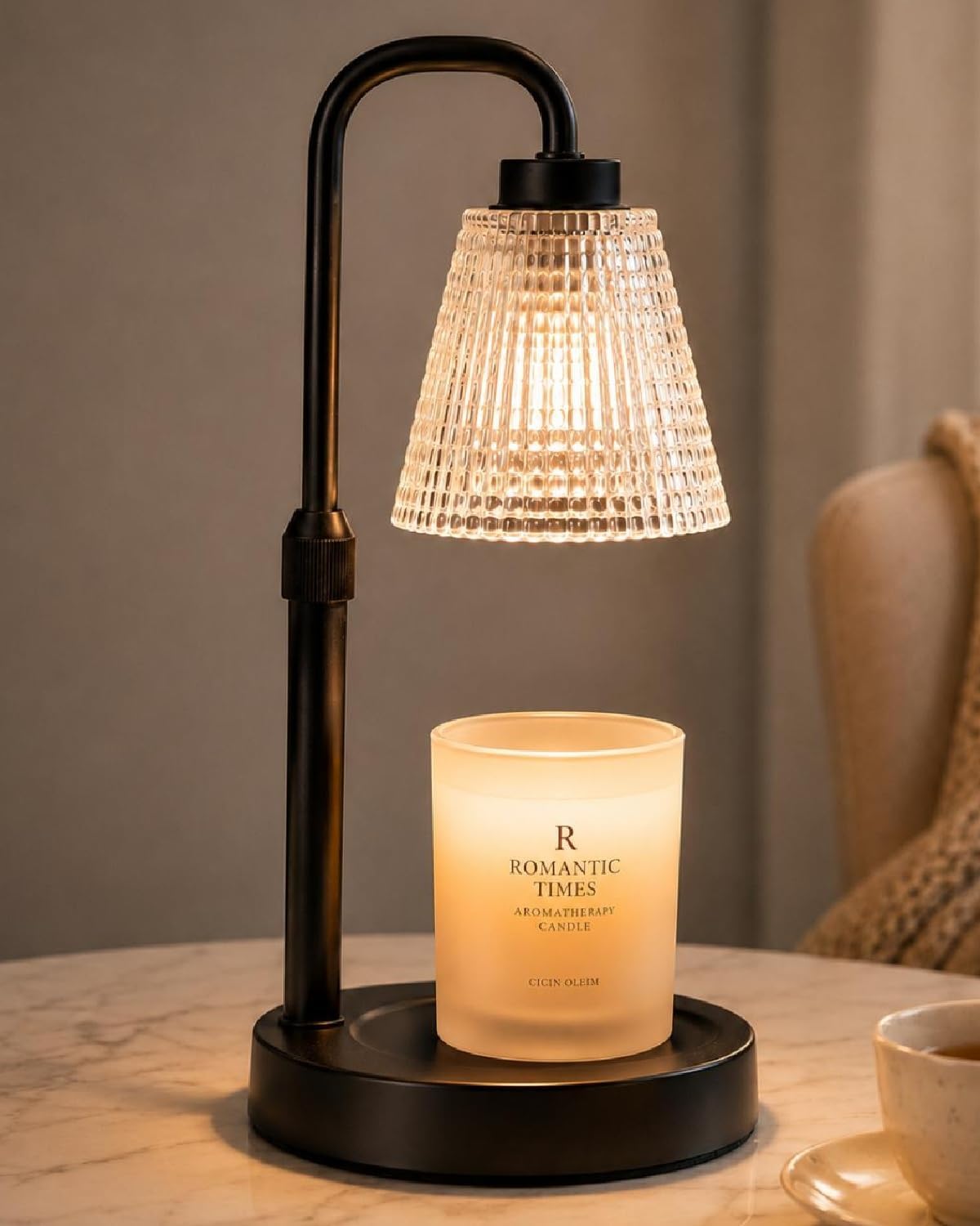 Candle Warmer Lamp with Timer and Dimmer, Height Adjustable Electric Wax Melt Burner for Large Jar Candles, Flameless Candle Lamp Warmer, New Home Birthday Gifts for Women