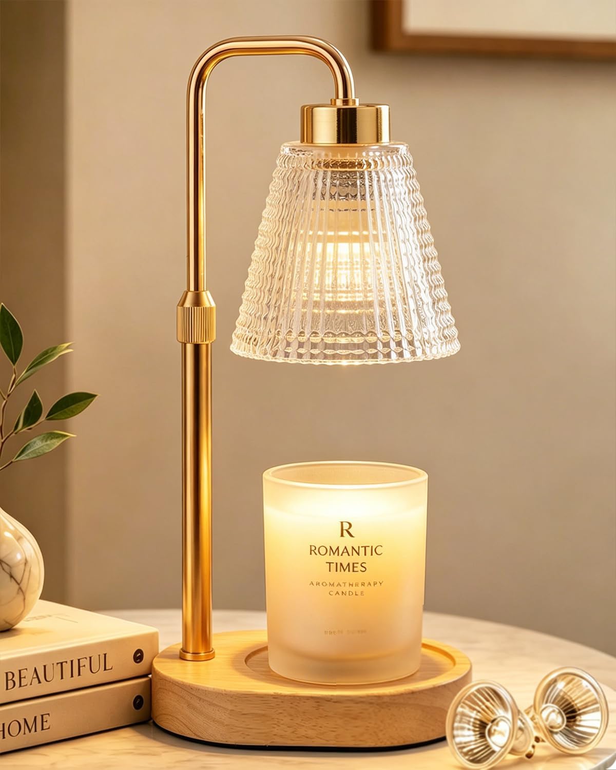 Candle Warmer Lamp with Timer and Dimmer, Height Adjustable Electric Wax Melt Burner for Large Jar Candles, Flameless Candle Lamp Warmer for Home Decor, New Home Gifts for Women Mum Daughter Friend