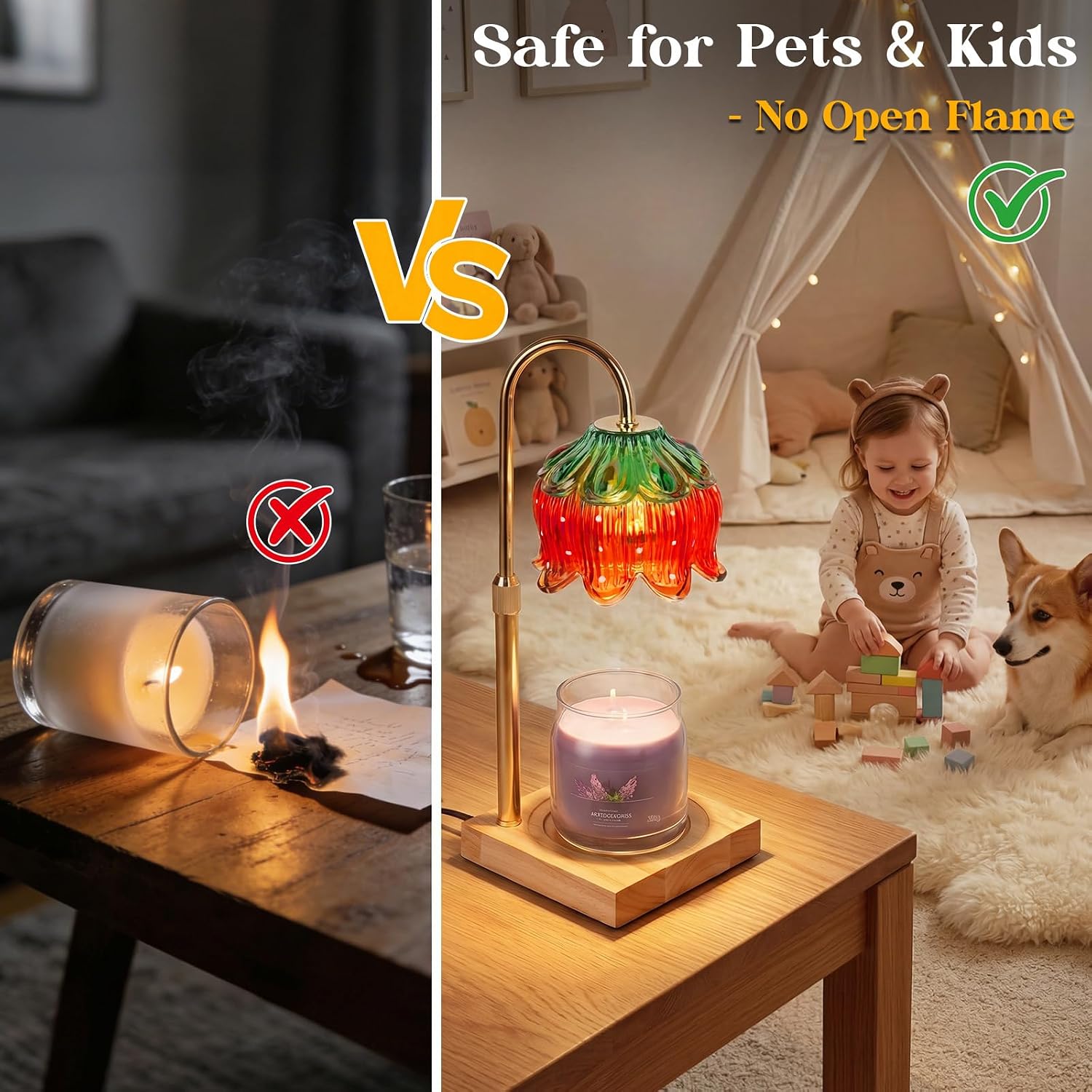 Candle Warmer Lamp with Timer and Dimmer, Height Adjustable Electric Wax Melt Burner for Large Jar Candles, Flameless Candle Lamp Warmer for Home Decor, New Home Gifts for Women Mum Daughter Friends - Image 7
