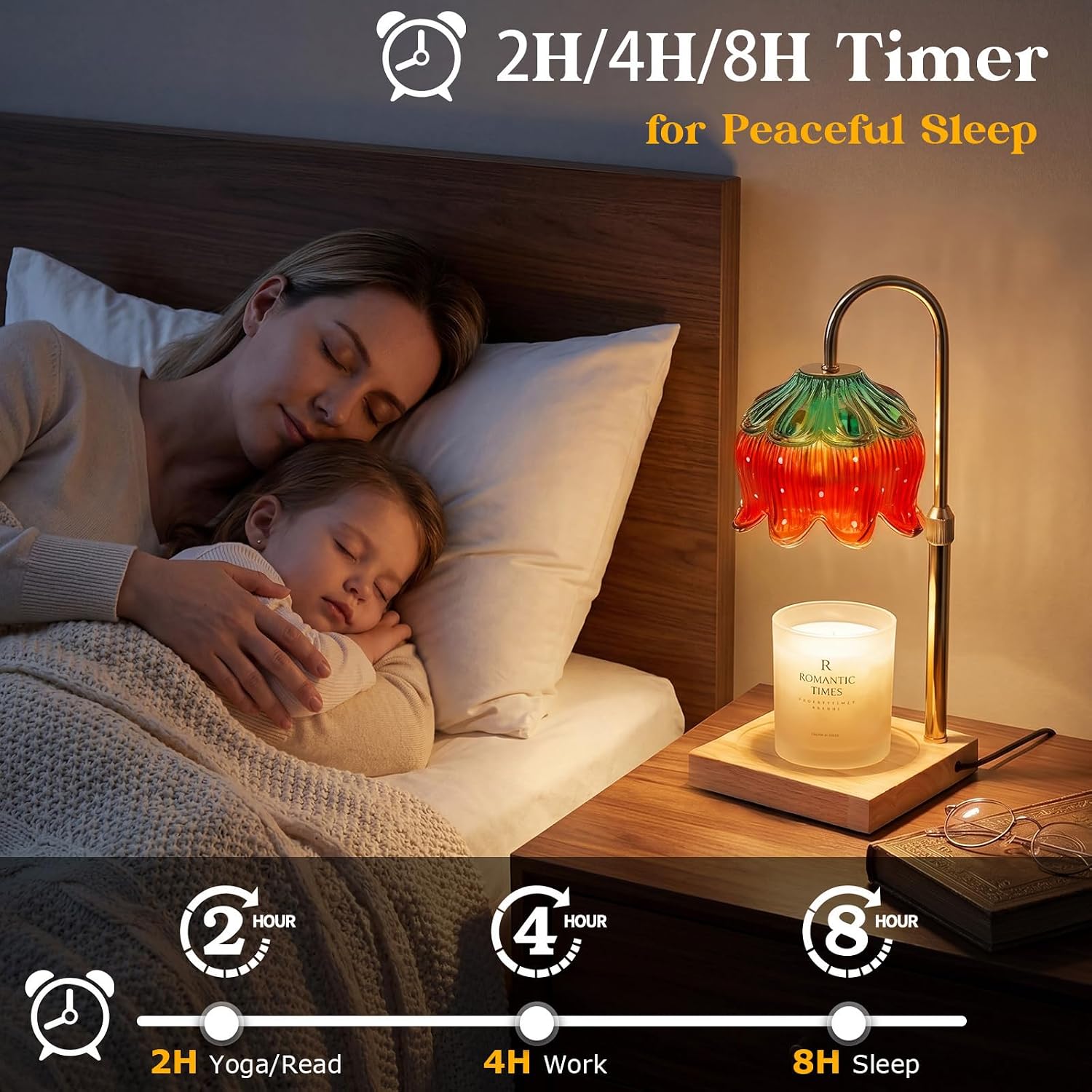 Candle Warmer Lamp with Timer and Dimmer, Height Adjustable Electric Wax Melt Burner for Large Jar Candles, Flameless Candle Lamp Warmer for Home Decor, New Home Gifts for Women Mum Daughter Friends - Image 3