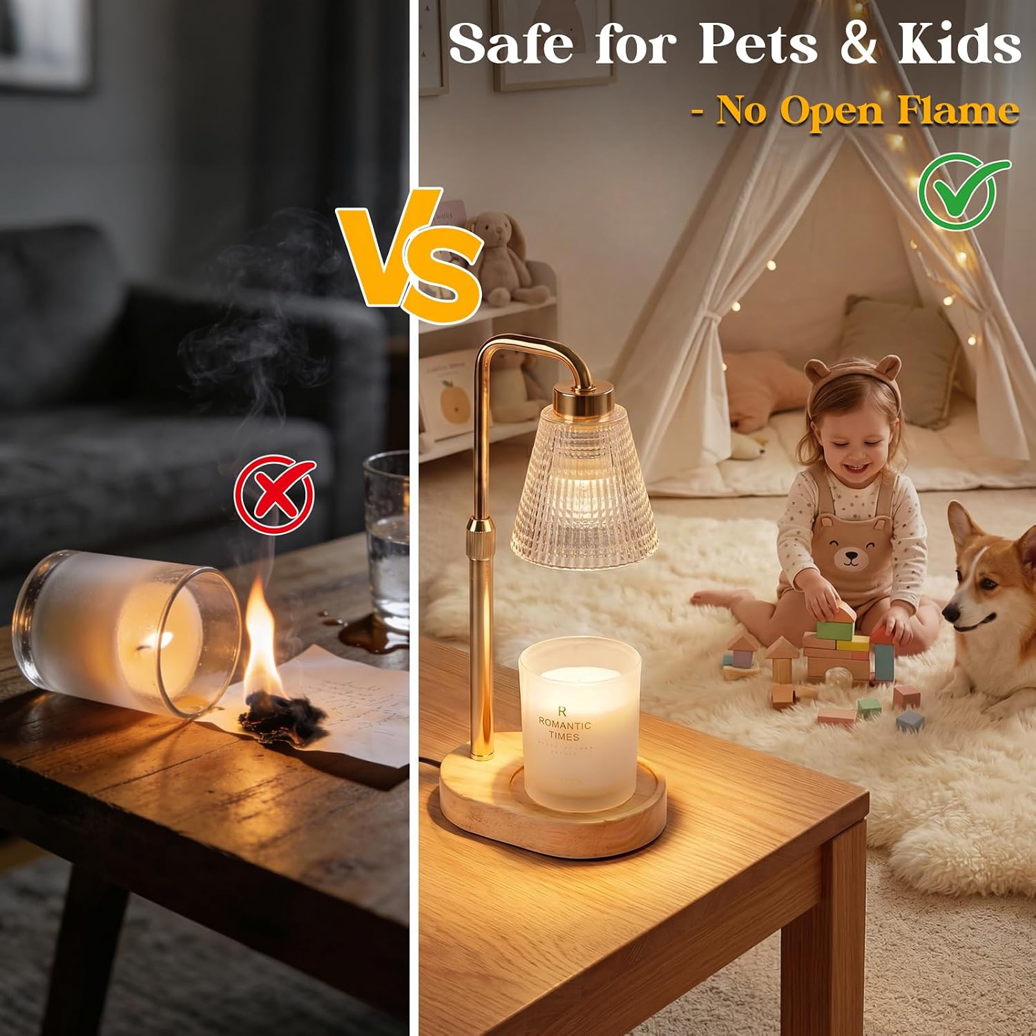 Candle Warmer Lamp with Timer and Dimmer, Height Adjustable Electric Wax Melt Burner for Large Jar Candles, Flameless Candle Lamp Warmer for Home Decor, New Home Gifts for Women Mum Daughter Friend - Image 3