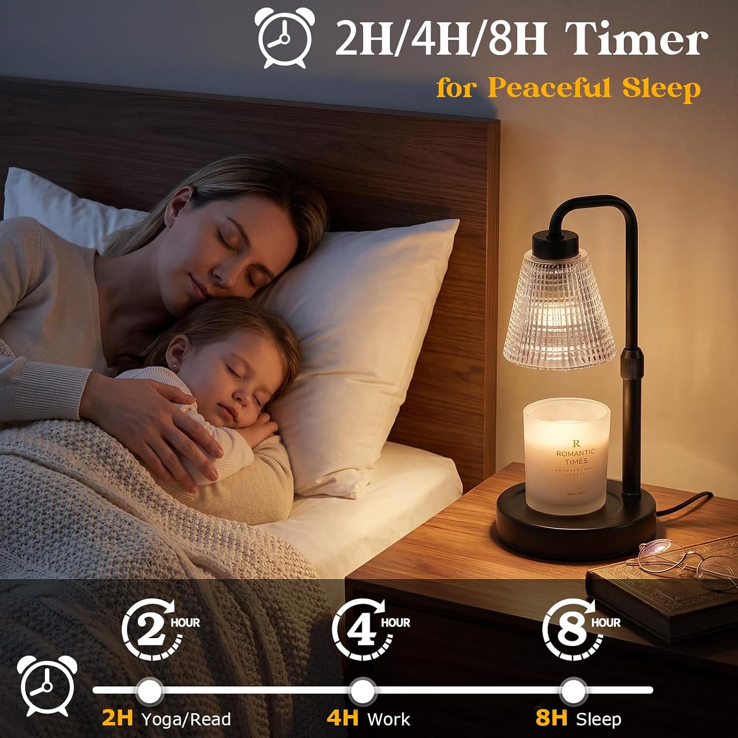 Candle Warmer Lamp with Timer and Dimmer, Height Adjustable Electric Wax Melt Burner for Large Jar Candles, Flameless Candle Lamp Warmer, New Home Birthday Gifts for Women - Image 2