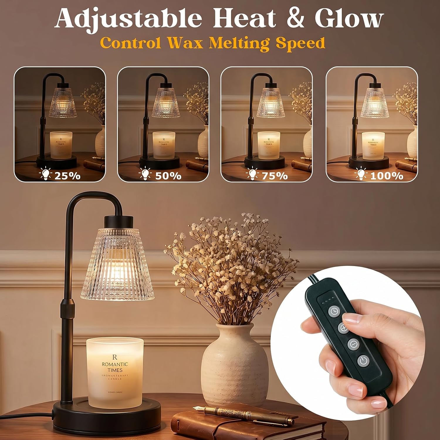 Candle Warmer Lamp with Timer and Dimmer, Height Adjustable Electric Wax Melt Burner for Large Jar Candles, Flameless Candle Lamp Warmer, New Home Birthday Gifts for Women - Image 4