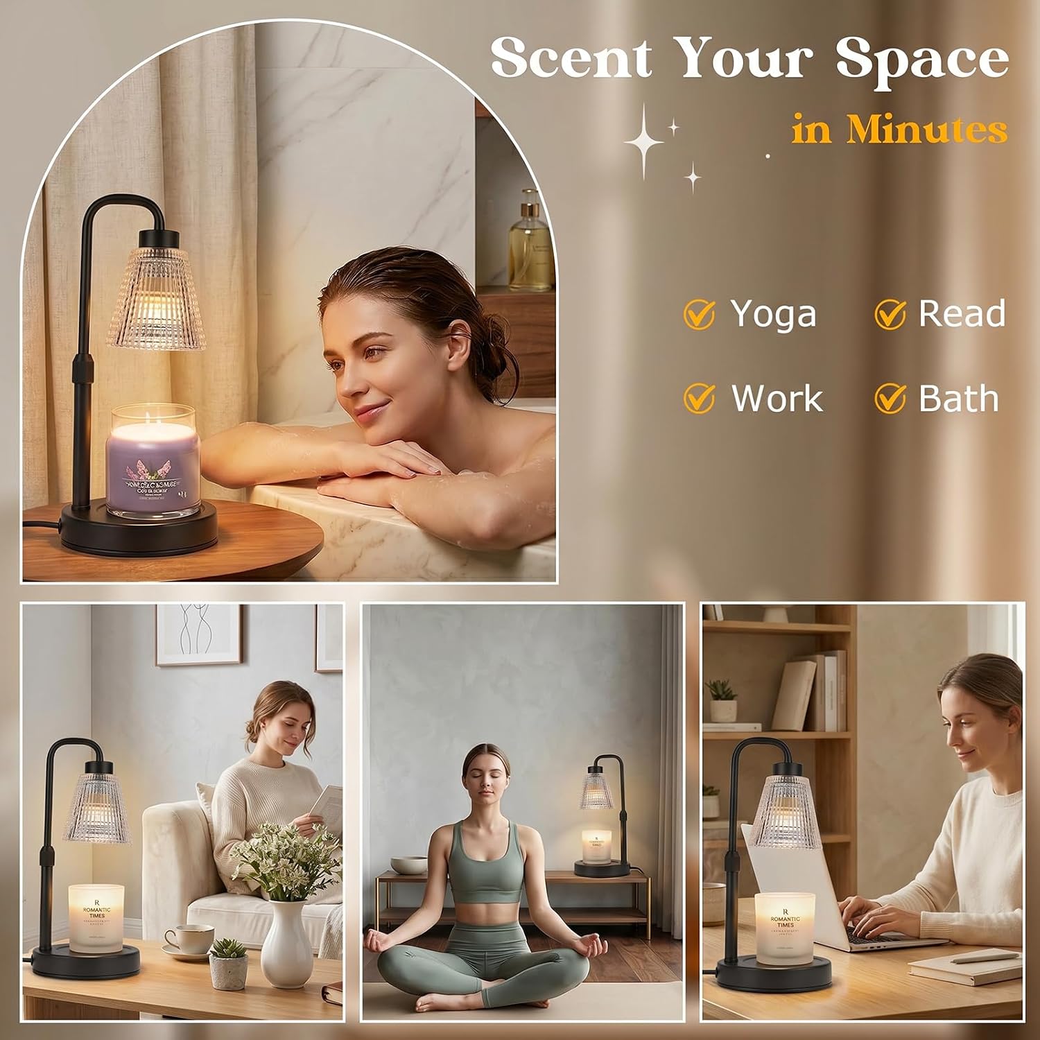Candle Warmer Lamp with Timer and Dimmer, Height Adjustable Electric Wax Melt Burner for Large Jar Candles, Flameless Candle Lamp Warmer, New Home Birthday Gifts for Women - Image 5