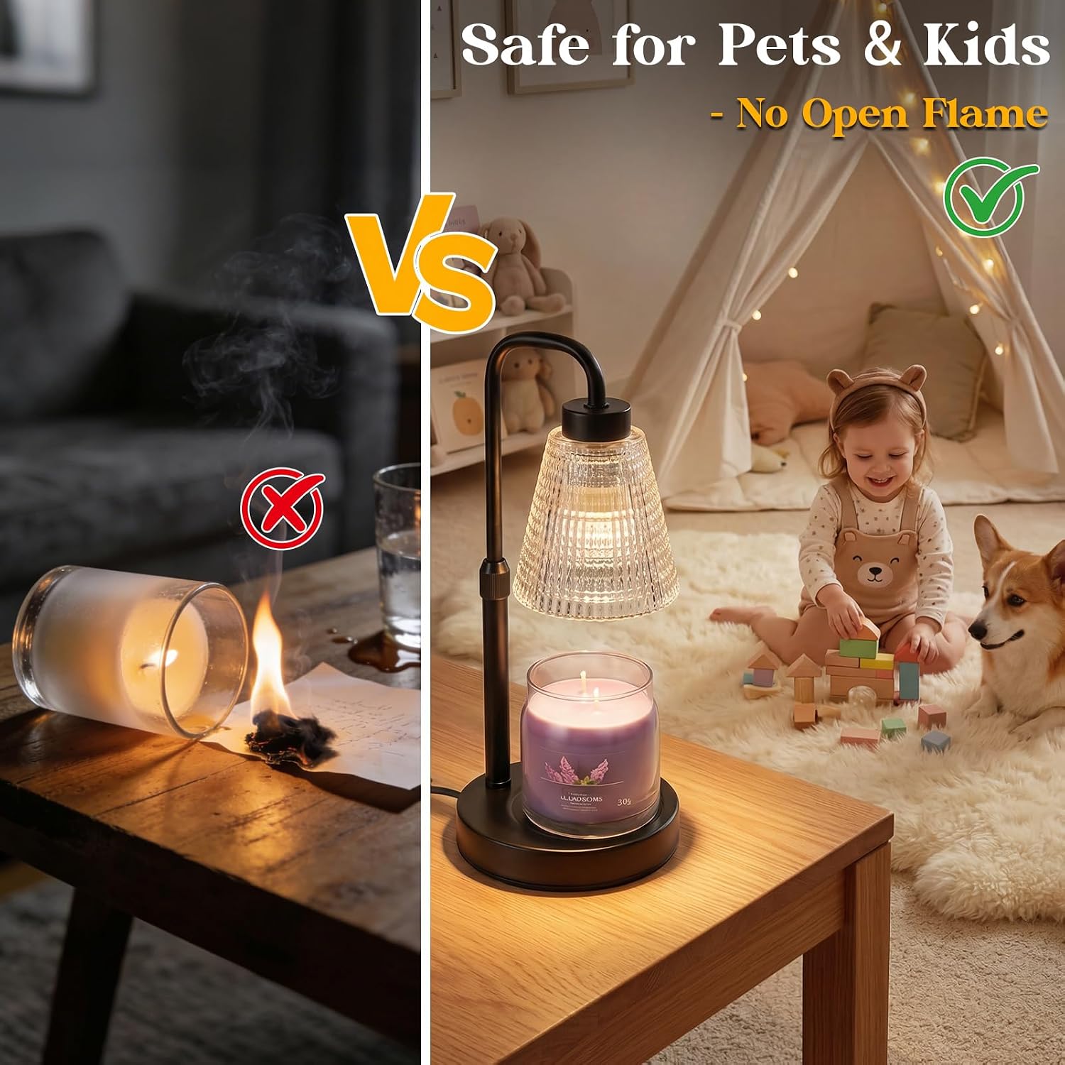 Candle Warmer Lamp with Timer and Dimmer, Height Adjustable Electric Wax Melt Burner for Large Jar Candles, Flameless Candle Lamp Warmer, New Home Birthday Gifts for Women - Image 6