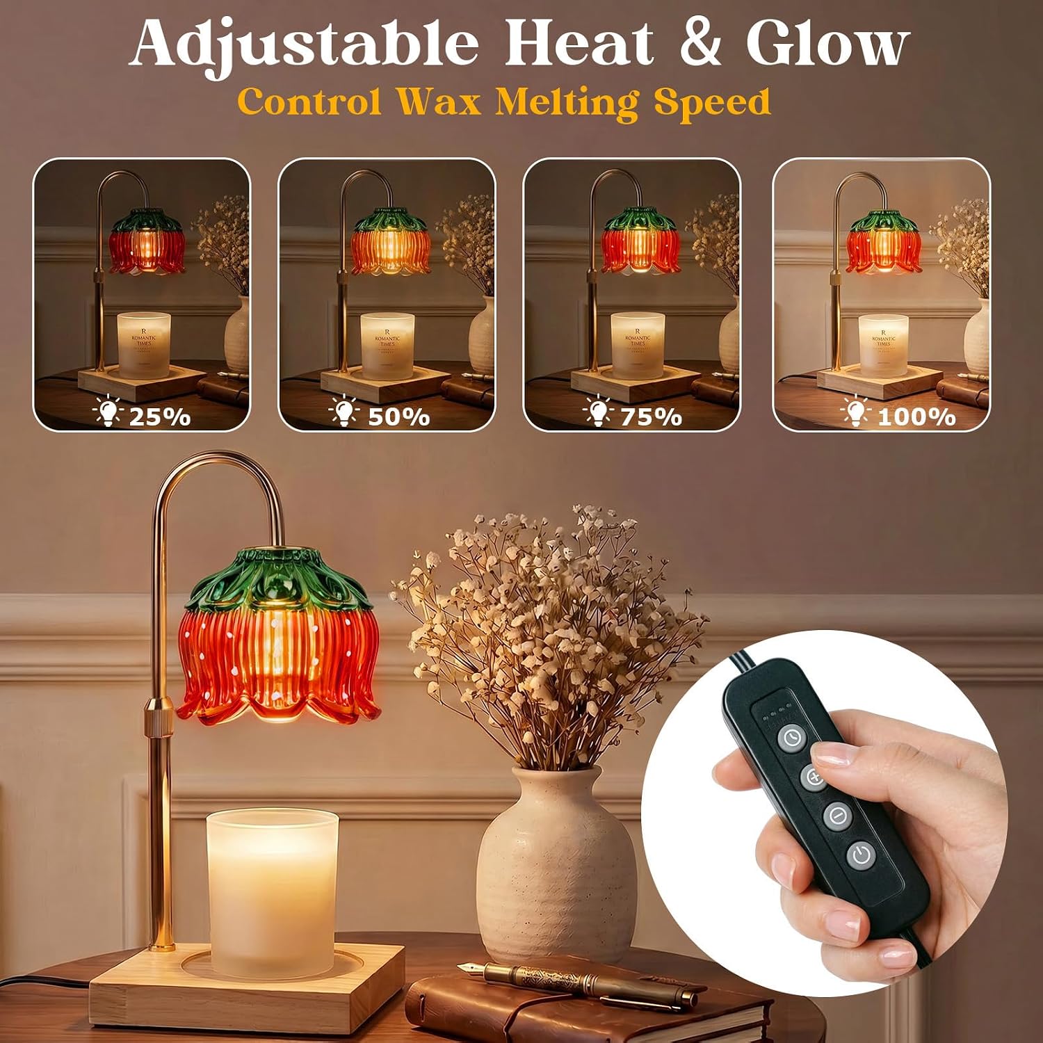 Candle Warmer Lamp with Timer and Dimmer, Height Adjustable Electric Wax Melt Burner for Large Jar Candles, Flameless Candle Lamp Warmer for Home Decor, New Home Gifts for Women Mum Daughter Friends - Image 5