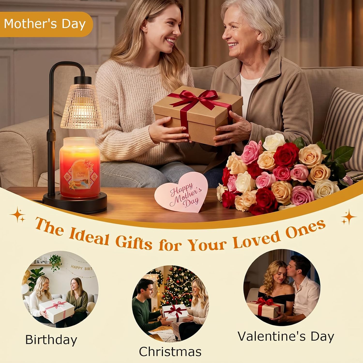 Candle Warmer Lamp with Timer and Dimmer, Height Adjustable Electric Wax Melt Burner for Large Jar Candles, Flameless Candle Lamp Warmer, New Home Birthday Gifts for Women - Image 7